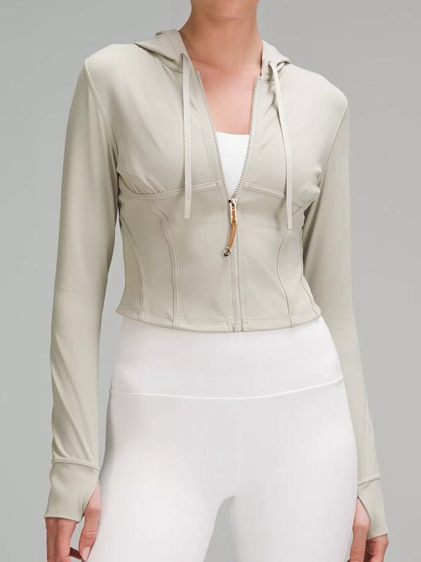 Kadın Kapüşonlu Fermuarlı Korse Ceket