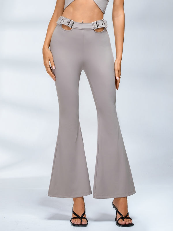 Düğmeli Kesik Kargo Stili Flare Tasarım Tayt