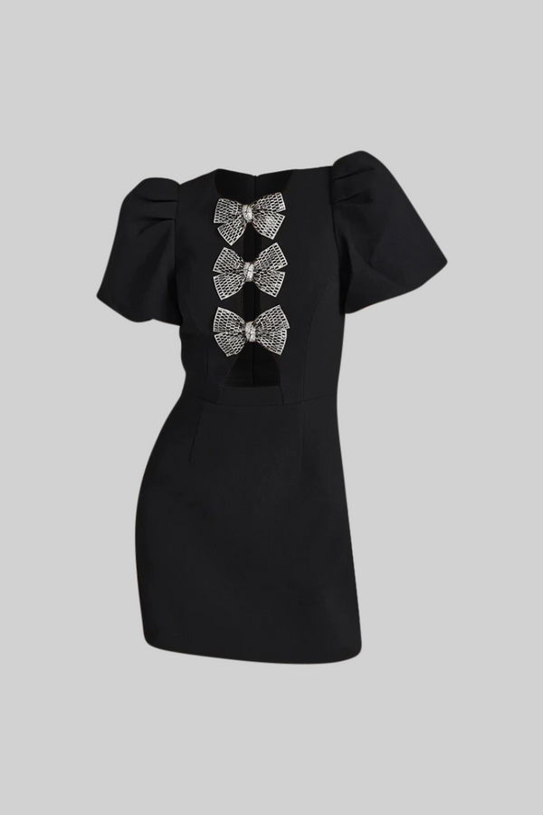 Fiyonklu Klasik Mini Elbise