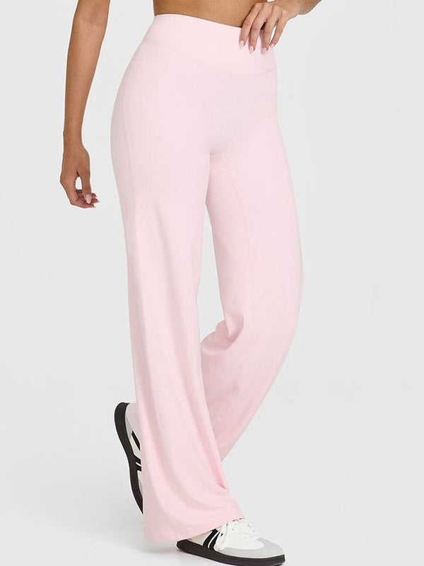 Düz Renk Rahat Bol Paça Yüksek Bel Tayt