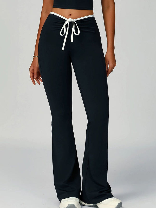 Kontrast Renkli V Şekilli Bel Kıvrımlı Bağcıklı Flare Tayt