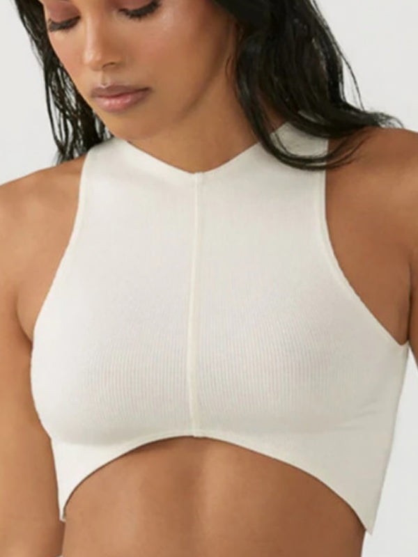 Kadın V Yaka Göğüs Pedli Esnek Atlet