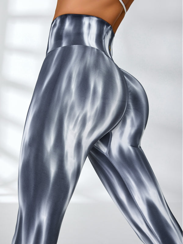 Benzersiz Renkli Sıcak Tie-Dye Buruşuk Popo Taytı