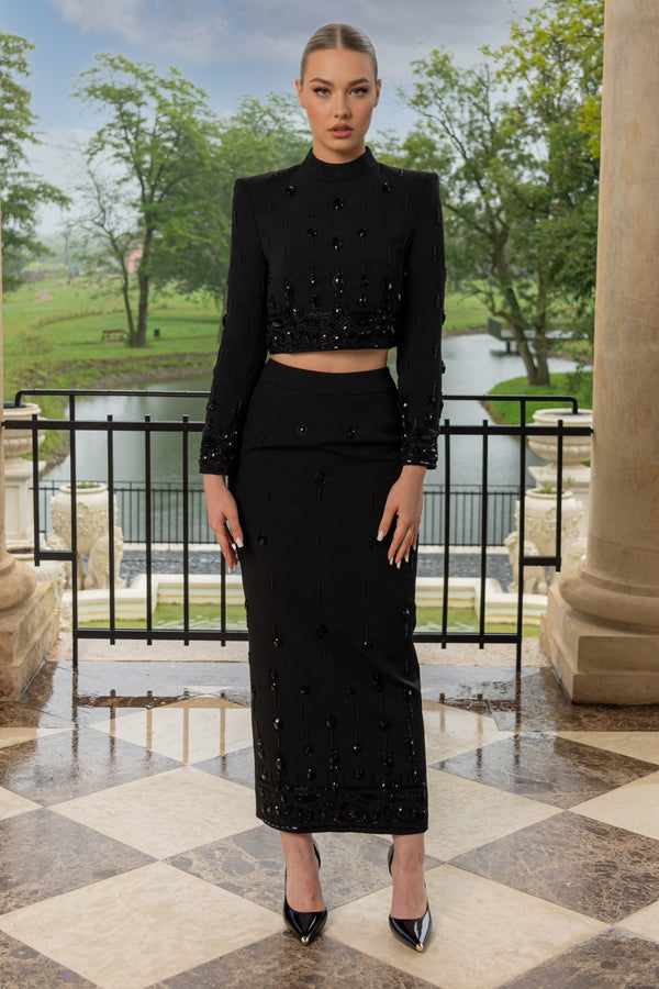 Elmas Süslemeli Maksi Etekli takım