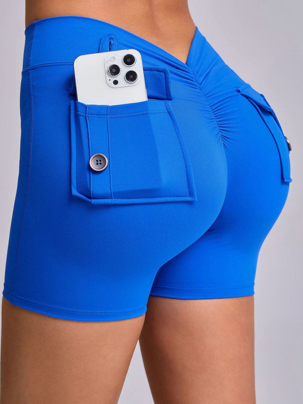 Derin V Arka Cepli Buruşuk Popo Şortu