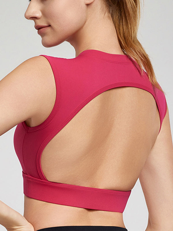 Kadın Şık Düz Renk Sırt Açık Pedli Kısa Atlet