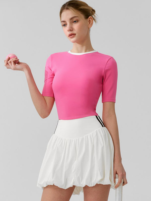 Çizgili Kabarık Tenis Etek Takımı