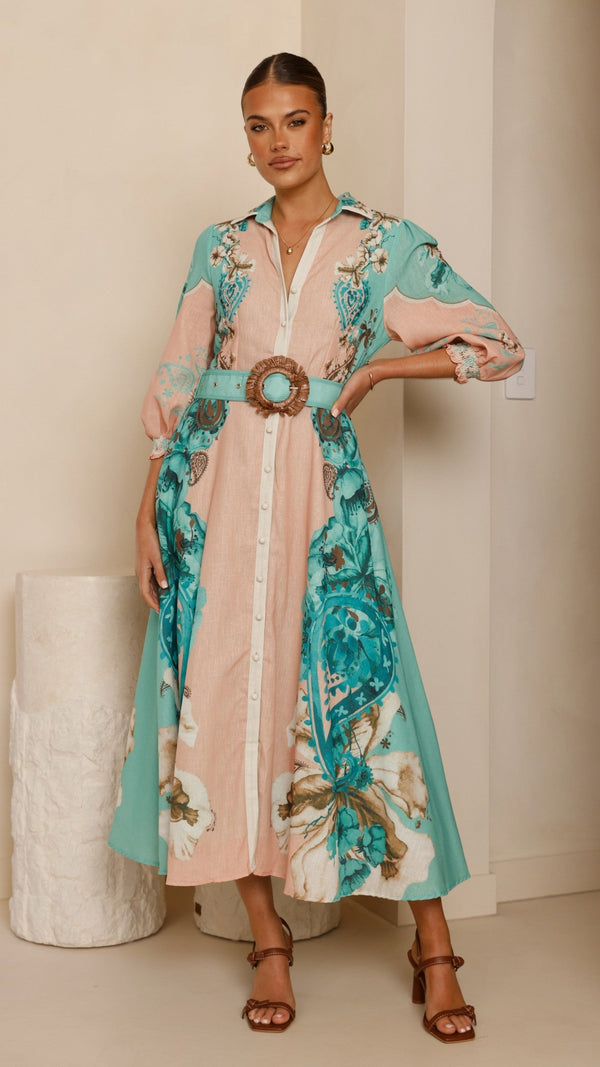 Macy Midi Elbise - Willow Desenli