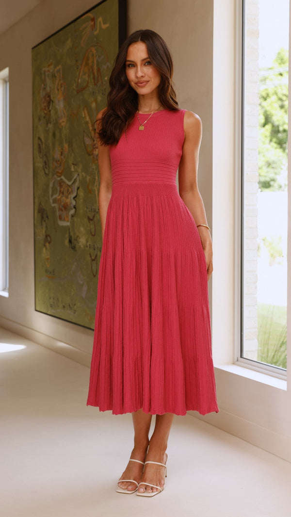 Kaida Midi Elbise - Berry