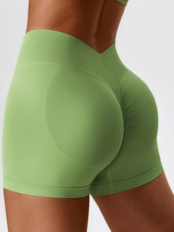 Hızlı Kuruyan V Şekilli Bel Büzgülü Kalça Spandex Spor Salonu Şortu