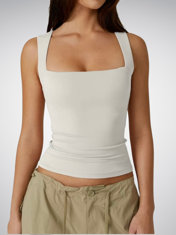 Aysham Şık Kolsuz Kare Yaka Bluz