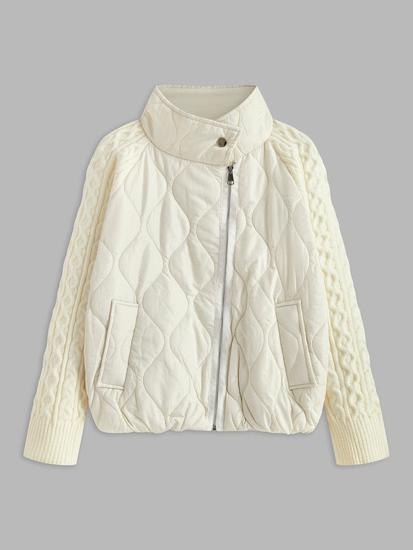 Düğmeli Klipsli Yaka Panelli Örgü Ceket