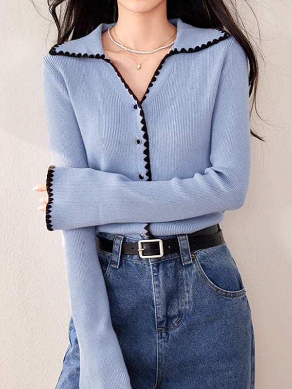 İşlemeli Trim Yaka Hırka