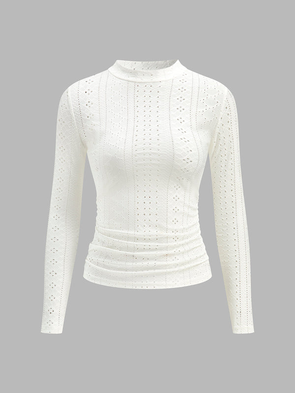 Dik Yaka Yandan Pileli Skinny Üst