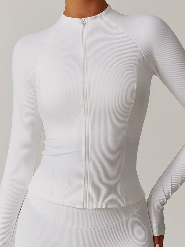 Kadın Fermuarlı Duruş Yaka Ribanalı Ceket