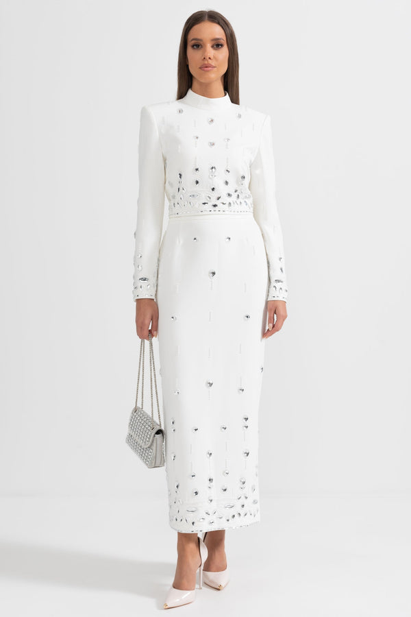 Elmas Süslemeli Maksi Etekli Set