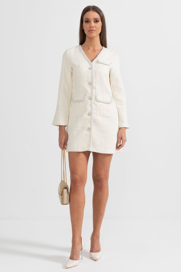 Modern Gümüş Dikişli Elbise