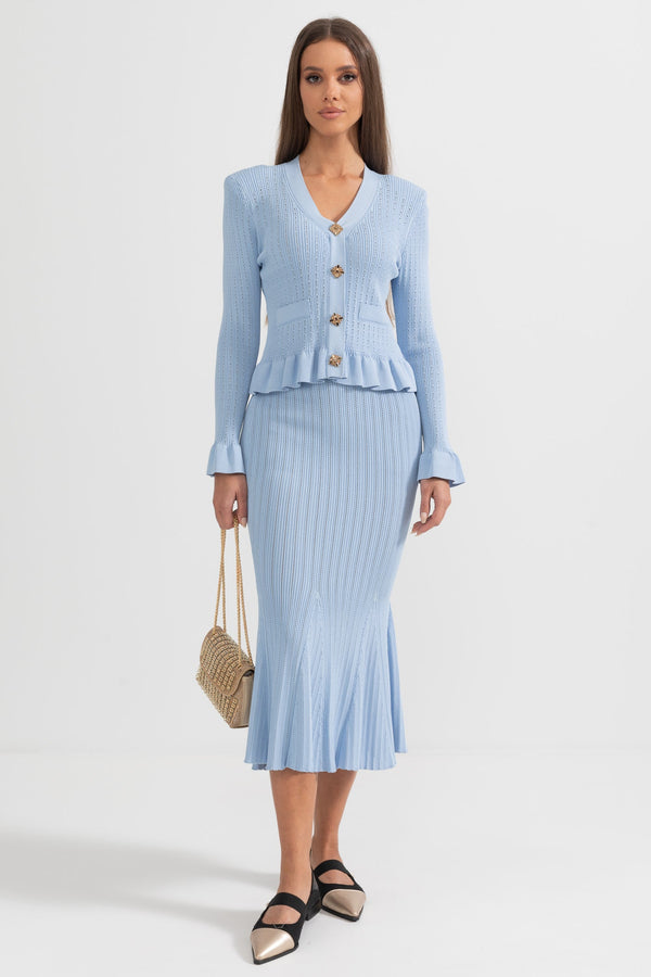 Fırfırlı Ceket & Kloş Etek Örgü Eşleştirme Seti