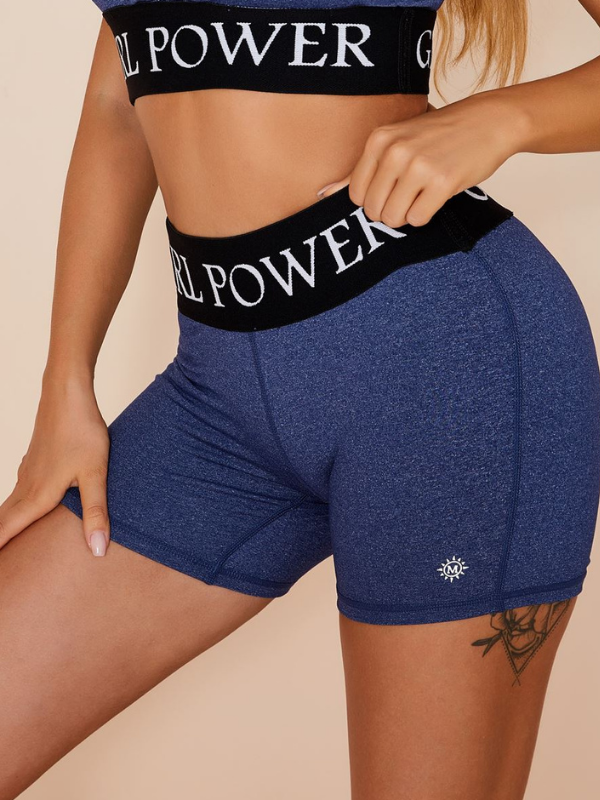 Harf Baskılı Bel Kalça Kaldırma Spandex Spor Salonu Şortu