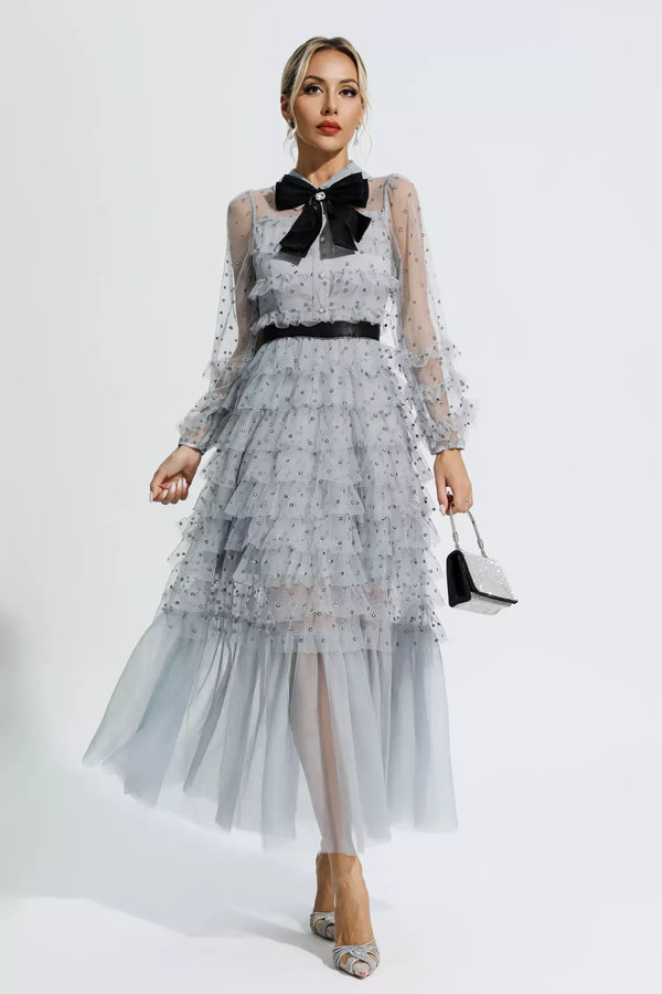 Puantiyeli Maxi Elbise