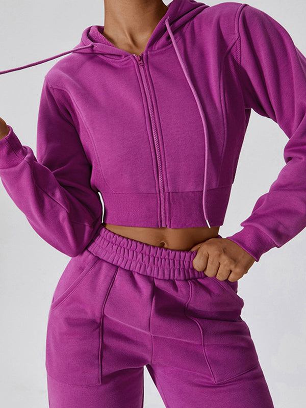 Kadın Fermuarlı Kısa Kapüşonlu Üst