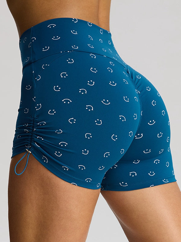 Baskılı Bağcıklı Spandex Spor Şortu