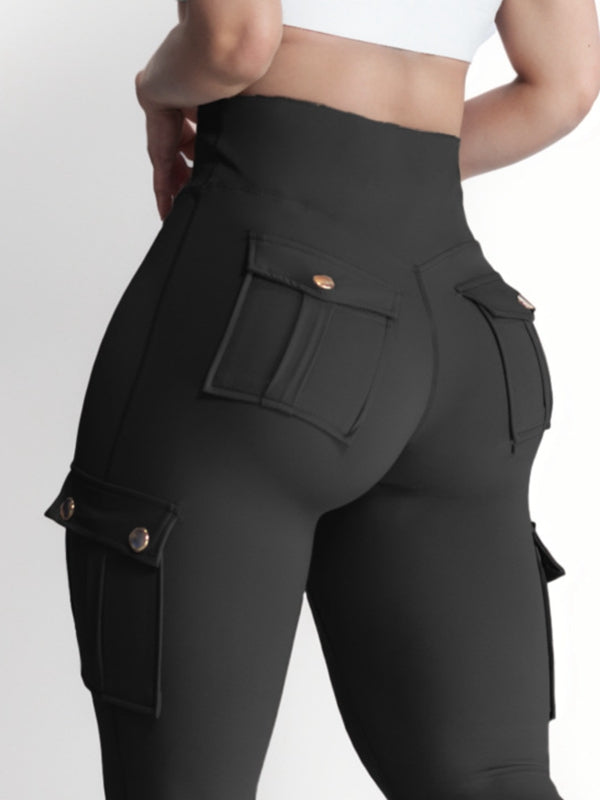 Cepli Yüksek Bel Kargo Tarzı Kısa Tayt