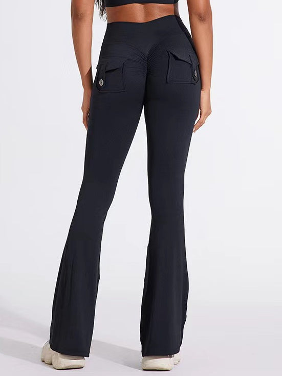 Flare Cepli Buruşuk Kalça Kargo Tayt