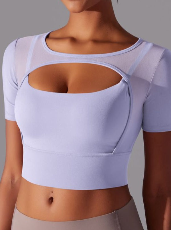 Kadınlar için Şık File Detaylı Nefes Alabilir Kısa Kollu Üst