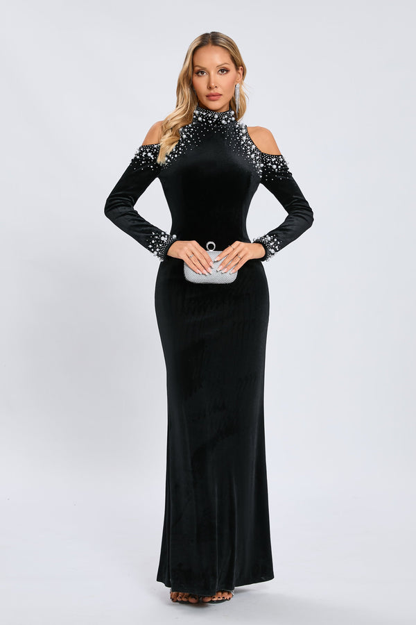 İnci Detaylı Maxi Elbise