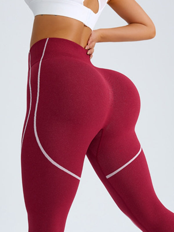 Kadın Kontrast Renkli Çizgili Buruşuk Popo Taytı