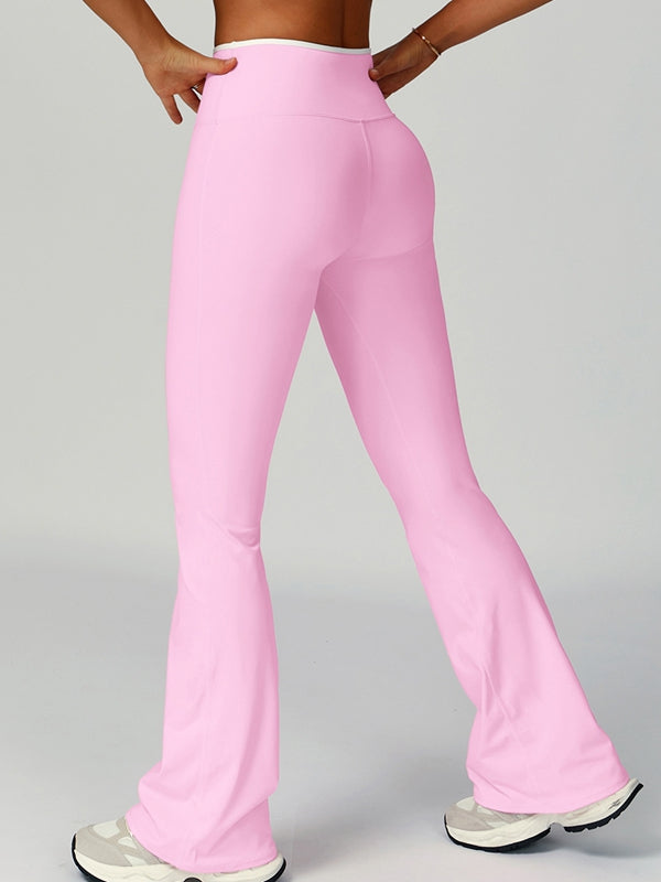 Kontrast Renkli Çizgili Yüksek Bel Kloş Tayt