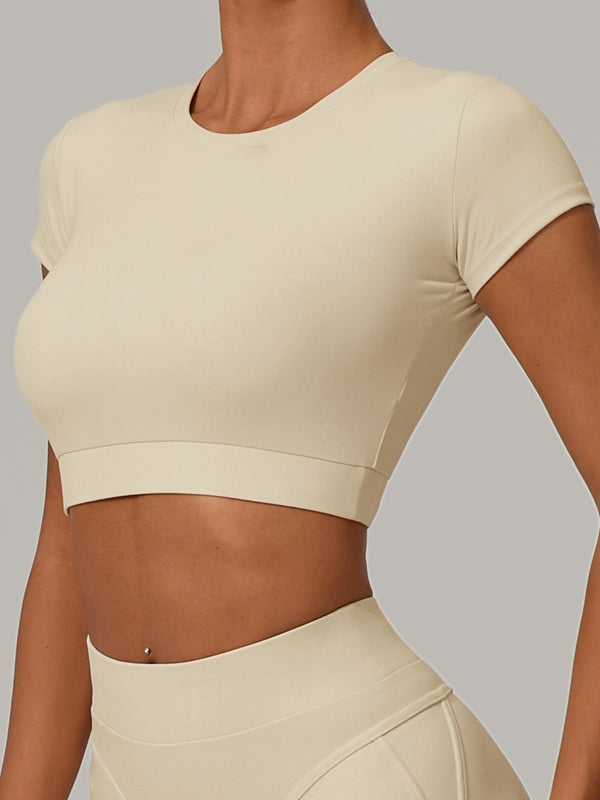 Kadın Şık Yuvarlak Yaka Kısa Kol Bluz