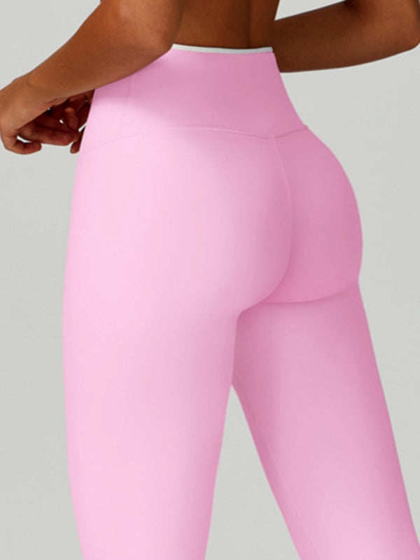 Kontrast Renkli Çizgili Yüksek Bel Tayt