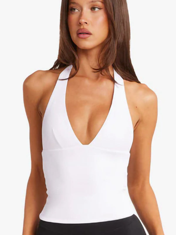 Kadın V Yaka Açık Sırt Atlet