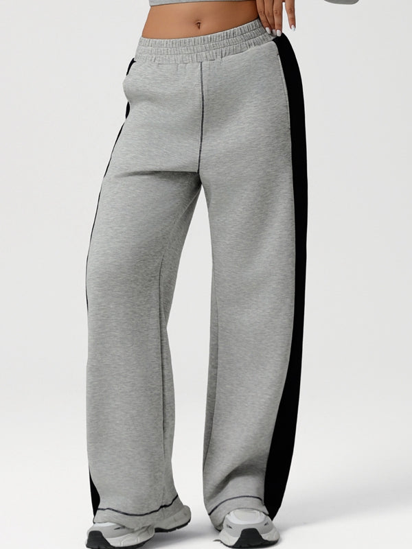 Kontrast Renkli Çizgili Cepli Pantolon